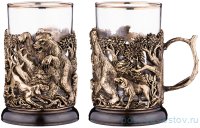 Стакан для чая 250 мл с подстаканником &quot;Охота на медведя&quot; / 268879