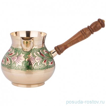 Турка 800 мл латунь цветная эмаль зелёная &quot;Graving Color&quot; / 278884