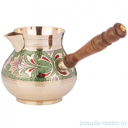 Турка 800 мл латунь цветная эмаль зелёная &quot;Graving Color&quot; / 278884