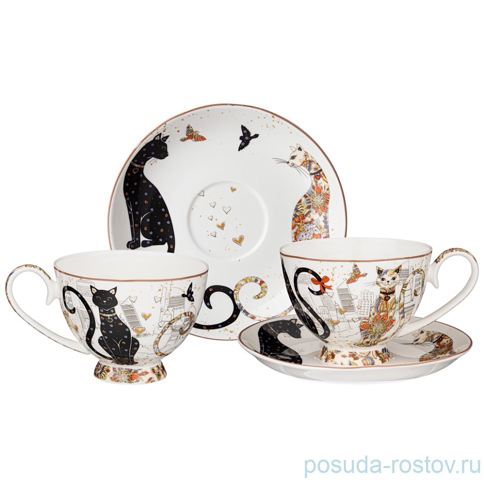 Набор чайных пар 250 мл 2 шт "Парижские коты" / 254673