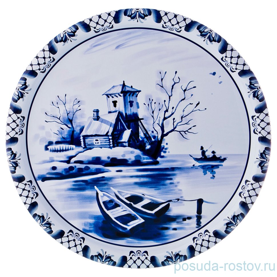 Поднос сервировочный 40 х 2 см круглый "Agness /Blau weiss" / 170978 Поднос сервировочный 40 х 2 см круглый "Agness /Blau weiss" / 170978