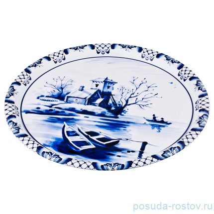 Поднос сервировочный 40  х 2 см круглый &quot;Agness /Blau weiss&quot; / 170978