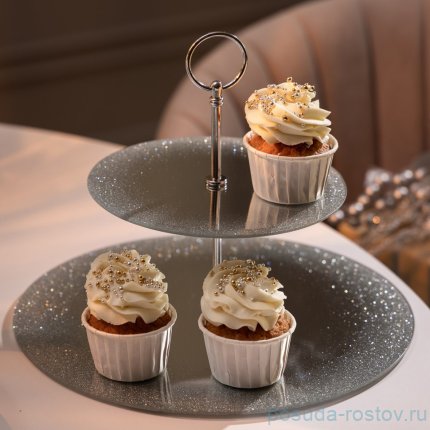 Блюдо сервировочное 2-х ярусное silver mirror 19/30 см / 360475