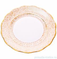 Набор тарелок 24 см 6 шт &quot;Фредерика /Золотые листики на белом&quot; / 001884