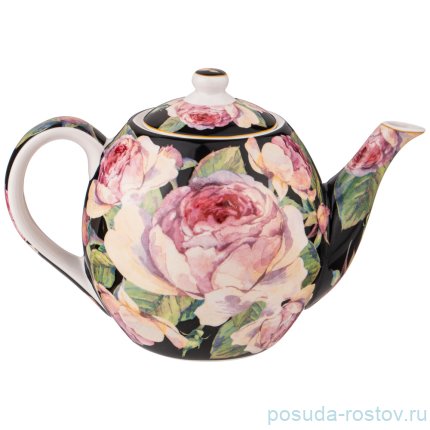 Заварочный чайник 1 л чёрный &quot;Винтаж /Розы&quot; / 233540