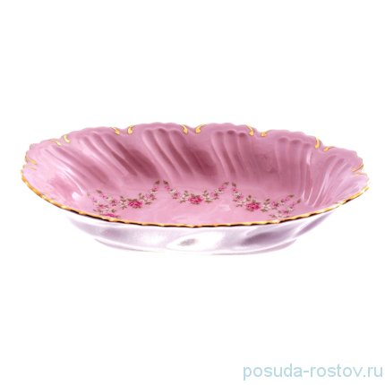 Блюдо 18,5 см овальное глубокое &quot;Соната /Розовый цветок&quot; розовая / 148683