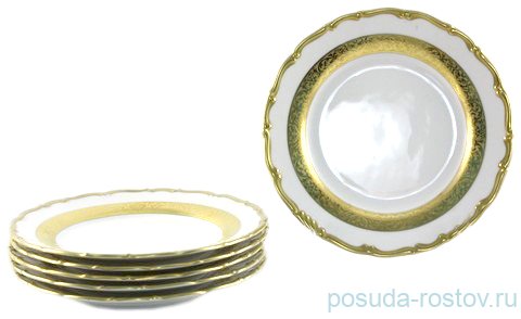Набор тарелок 17 см 6 шт  Bohemia Porcelan Moritz Zdekauer 1810 s.r.o. "Анжелика /Золотая лента" / 027677