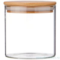 Емкость для сыпучих продуктов 600 мл с бамбуковой крышкой (10 х 10 см) &quot;Agness&quot; / 220598