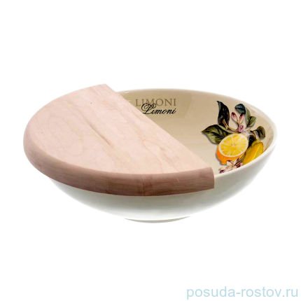 Салатник 25,5 см с разделочной доской &quot;Artigianato ceramico /Лимоны&quot; / 156796