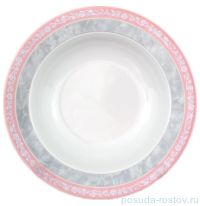Набор тарелок 22 см 6 шт глубокие &quot;Яна /Серый мрамор с розовым кантом&quot; / 056353