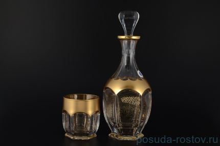 Набор для виски 7 предметов (гарфин + 6 стаканов) &quot;Сафари /Матовое золото&quot; / 094179