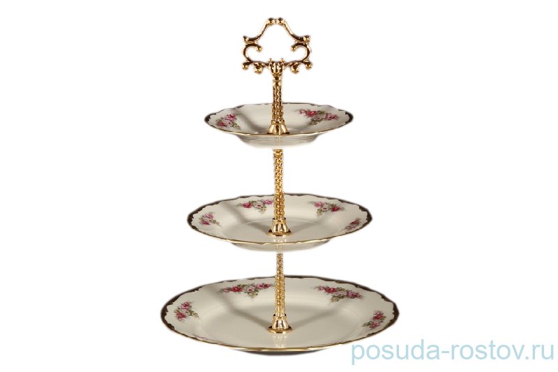 Этажерка 3-х ярусная  Bohemia Porcelan Moritz Zdekauer 1810 s.r.o. "Анжелика /Розовая нежность /СК" / 066303