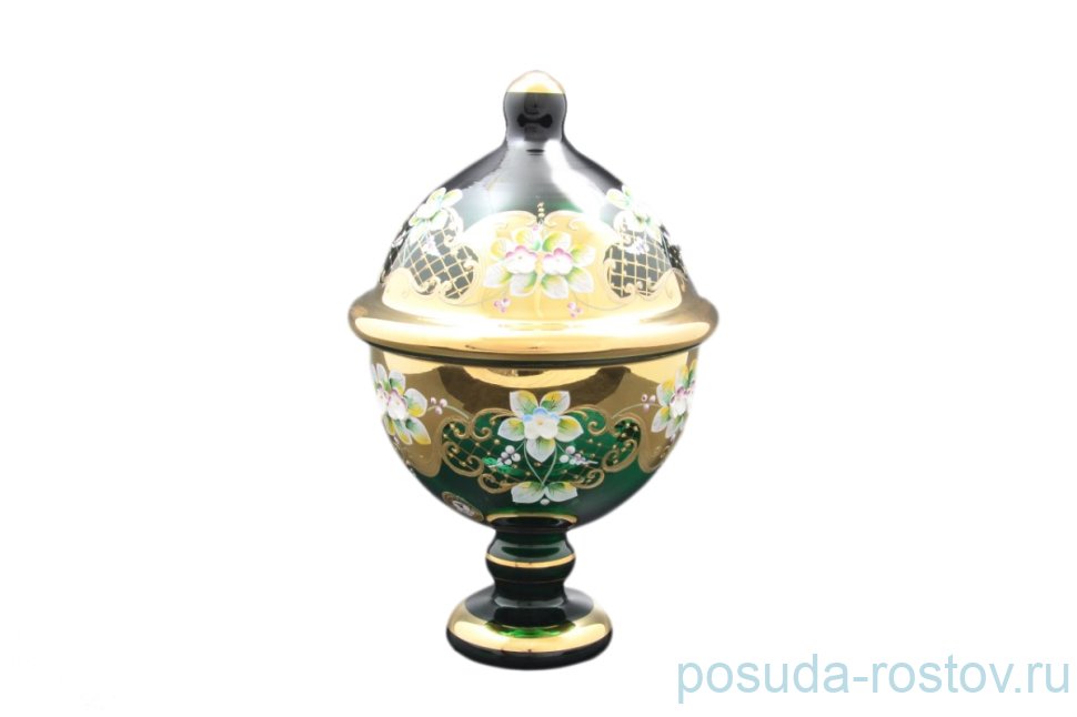 Ваза 21 см с крышкой н/н "Лепка зелёная" / 058193 Ваза 21 см с крышкой н/н "Лепка зелёная" / 058193