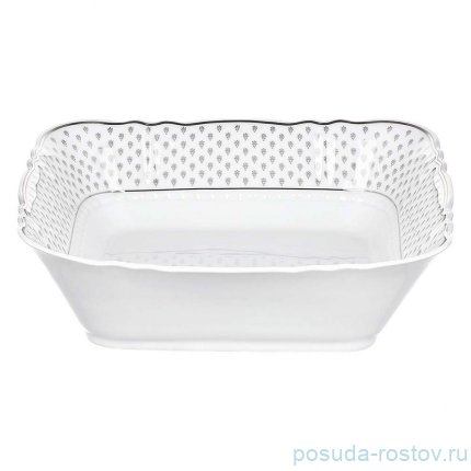 Салатник 25 см квадратный &quot;Соната /Платиновые цветочки&quot; / 366340