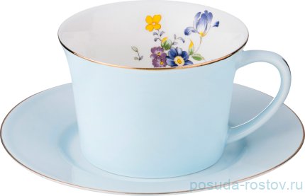 Чайная пара 260 мл 1 шт голубая &quot;времена года&quot; / 193795