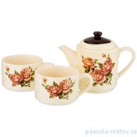 Чайный набор 3 предмета (чайник 400 мл + 2 чашка по 200 мл) &quot;Корейская роза&quot; / 190290