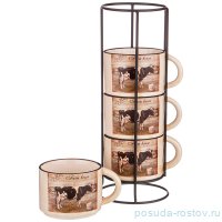Набор кружек 200 мл 4 шт на металлической поставке &quot;Farm house&quot; / 224655