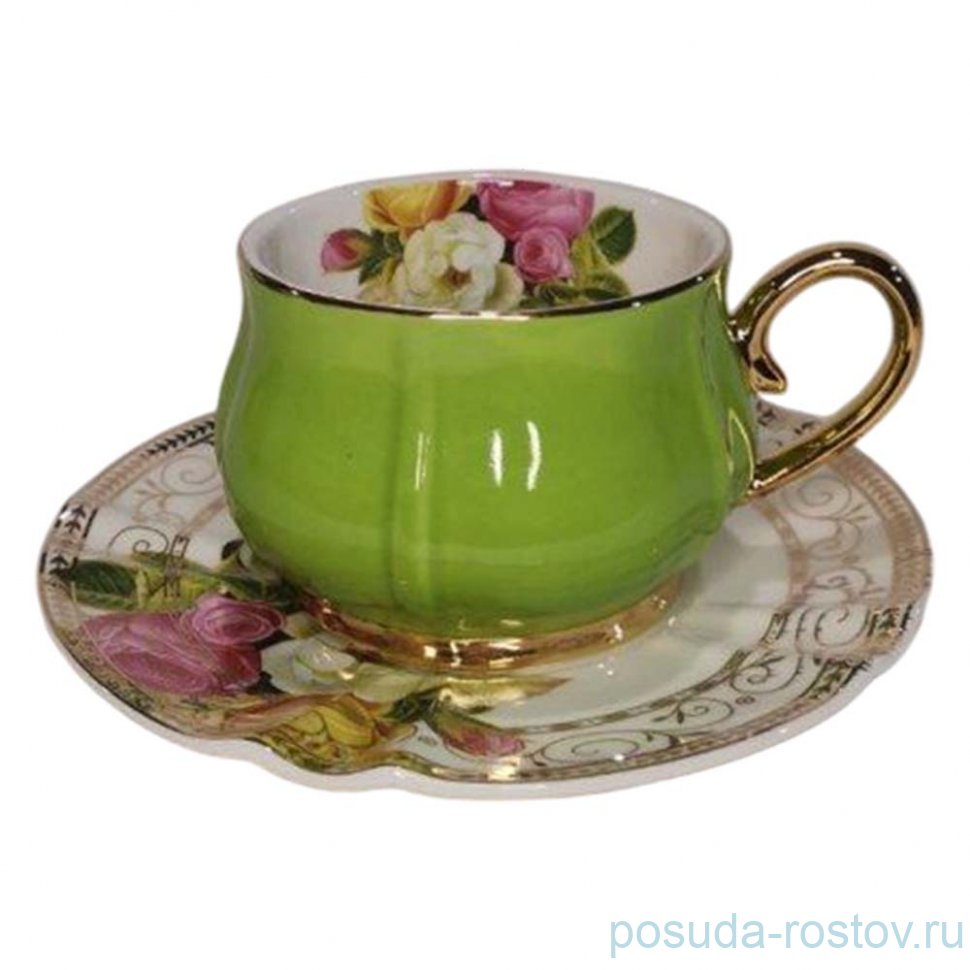 Чайная пара 200 мл 1 шт "Тюльпановая радуга" (зелёный) / 373930
