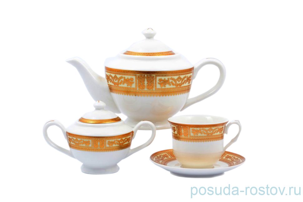 Чайный сервиз на 6 персон 14 предметов (без молочника) "Золотая магия /Бежевая" / 143305 Чайный сервиз на 6 персон 14 предметов (без молочника) "Золотая магия /Бежевая" / 143305