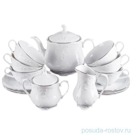 Чайный сервиз на 6 персон 15 предметов &quot;Рококо /Платиновый узор&quot; (220 мл) / 112058