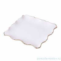 Блюдо 25 х 3 см квадратное с волнистым краем &quot;Отводка золото&quot; / 342790