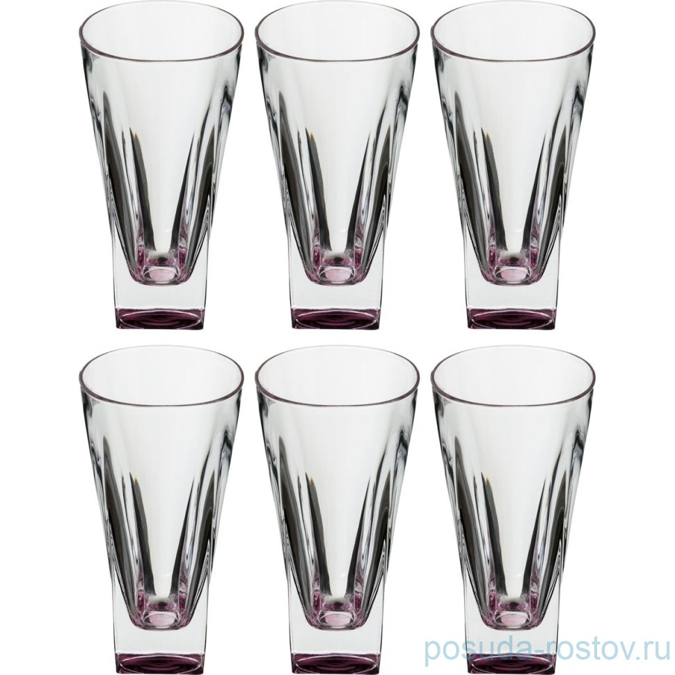 Стаканы для воды 380 мл 6 шт "Фьюжн /розовое дно" / 171253 Стаканы для воды 380 мл 6 шт "Фьюжн /розовое дно" / 171253
