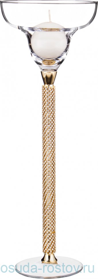 Подсвечник 12 х 34 см н/н "natalya /стразы /золото" / 214386