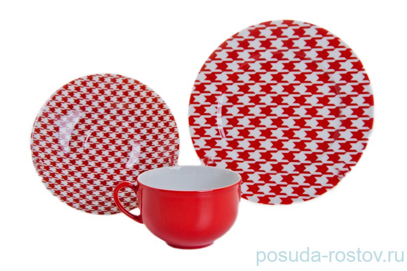Набор для завтрака 3 предмета "Анжелика /Красный" / 040350 Набор для завтрака 3 предмета "Анжелика /Красный" / 040350