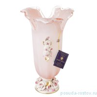Ваза для цветов н/н розовая &quot;W. Cristal /Розы /Муранское стекло&quot; / 221072