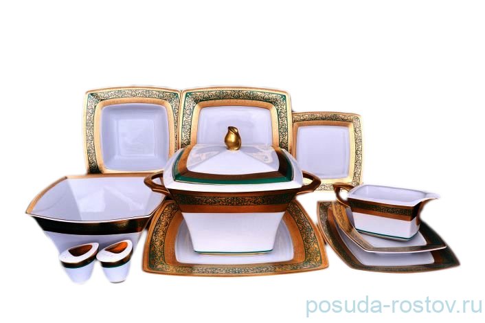 Столовый сервиз на 6 персон 27 предметов "Соната /Зелёная с матовым золотом" / 010763 Столовый сервиз на 6 персон 27 предметов "Соната /Зелёная с матовым золотом" / 010763
