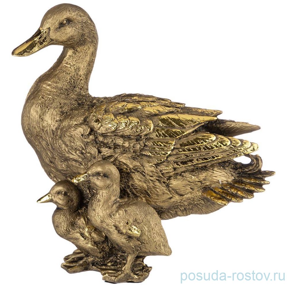 Фигурка 28 х 24 см "Уточка с детьми" /бронза с позолотой / 273631