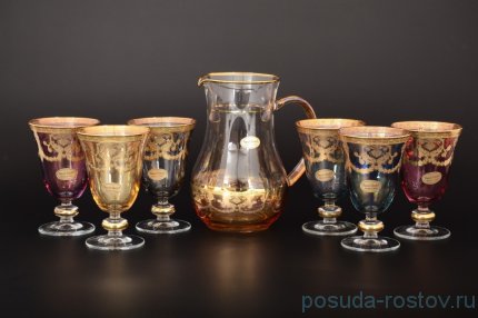 Набор для воды 7 предметов (кувшин + 6 стаканов) &quot;Брокка /Венециано /Ассорти&quot; / 118276