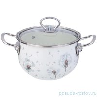 Кастрюля 18 см со стеклянной крышкой эмалированная 2 л &quot;Dandelion&quot; / 354174
