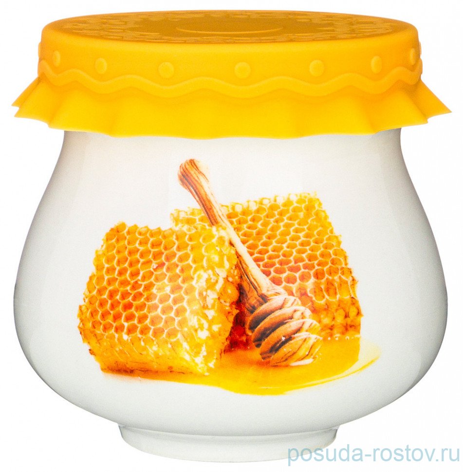 Банка для меда/варенья 300 мл с силиконовой крышкой "Соты" / 230628