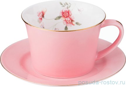 Чайная пара 260 мл 1 шт розовая &quot;Времена года&quot; / 193797