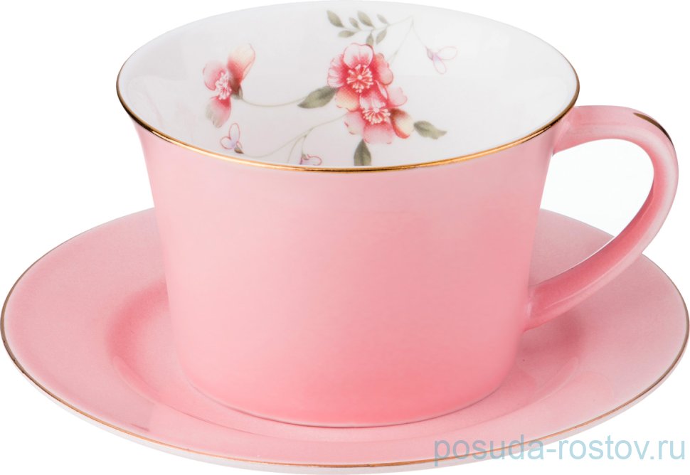 Чайная пара 260 мл 1 шт розовая "Времена года" / 193797