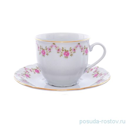 Набор чайных пар 250 мл 6 шт &quot;Соната /Розовый цветок&quot; / 156220
