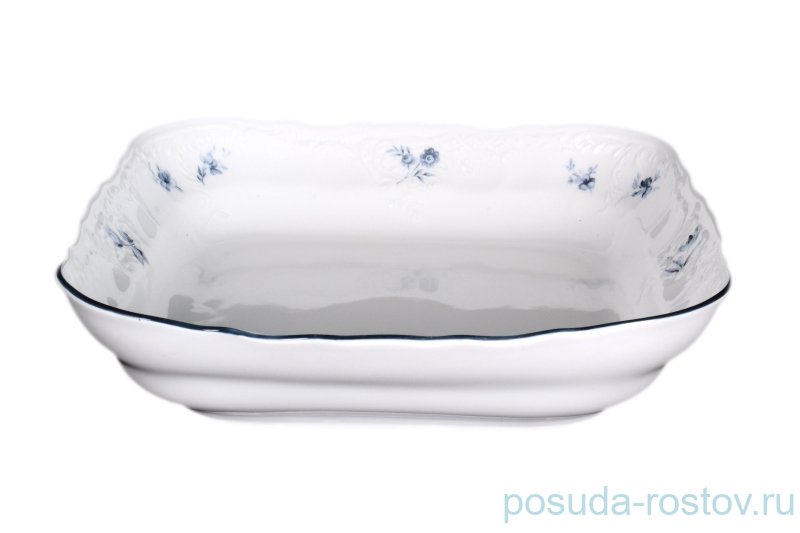 Салатник 25 см квадратный "Бернадотт /Синий цветок" / 006227