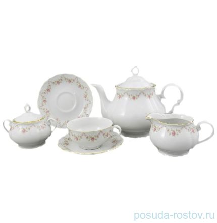 Чайный сервиз на 6 персон 15 предметов &quot;Верона /Розовый цветок&quot; / 158145