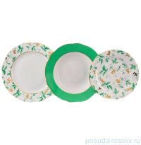 Набор тарелок 18 предметов (19, 23, 25 см) &quot;Мэри-Энн /Зеленые листья&quot; / 157929