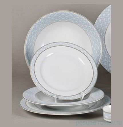 Набор тарелок 18 предметов (19, 23, 25 см) &quot;Сабина /Голубой орнамент&quot; / 158993