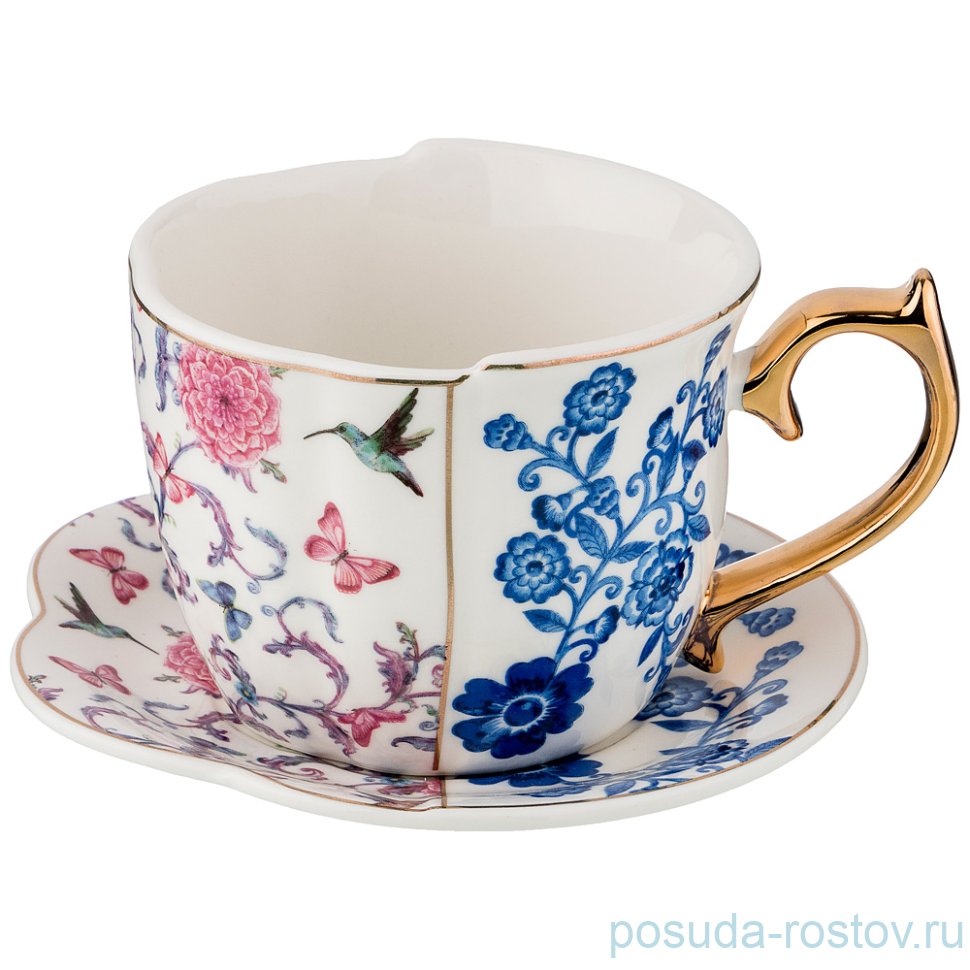 Чайная пара 300 мл 1 шт "дуэт /цветы" / 186919