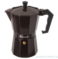 Кофеварка гейзерная 300 мл на 6 чашек коричневая &quot;Agness&quot; / 196360