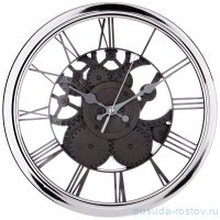 Часы настенные 30 см кварцевые круглые серебро &quot;GEAR&quot; / 188037