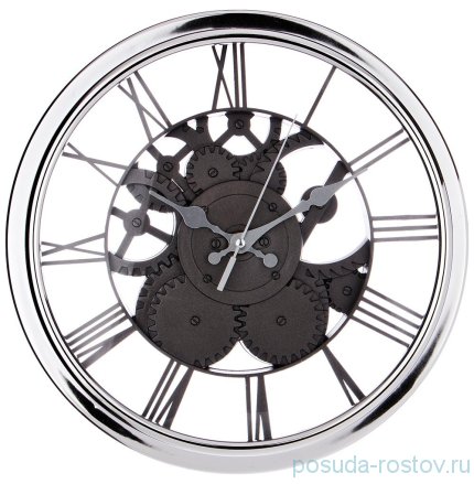 Часы настенные 30 см кварцевые круглые серебро &quot;GEAR&quot; / 188037