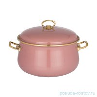 Кастрюля 22 х 14 см с крышкой эмалированная 5 л розовая &quot;Agness /Deluxe&quot; / 210693