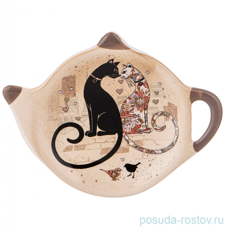 Подставка для чайного пакетика 12 х 9,5 х 1,5 см "парижские коты" / 244649