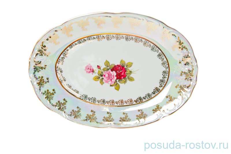 Блюдо 38 см овальное "Фредерика /Роза перламутр" / 047116
