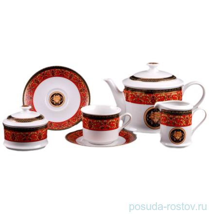 Чайный сервиз на 6 персон 15 предметов &quot;Сабина /Версаче /Красная лента&quot; / 159109