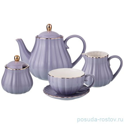 Чайный сервиз на 6 персон 15 предметов &quot;Фиолет /Золото&quot; / 186992